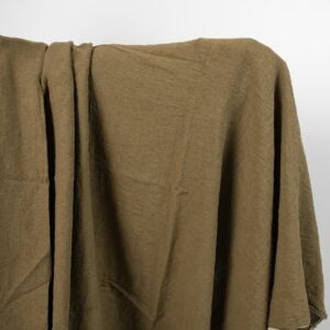 Wide washed linen fabric moss brown colour