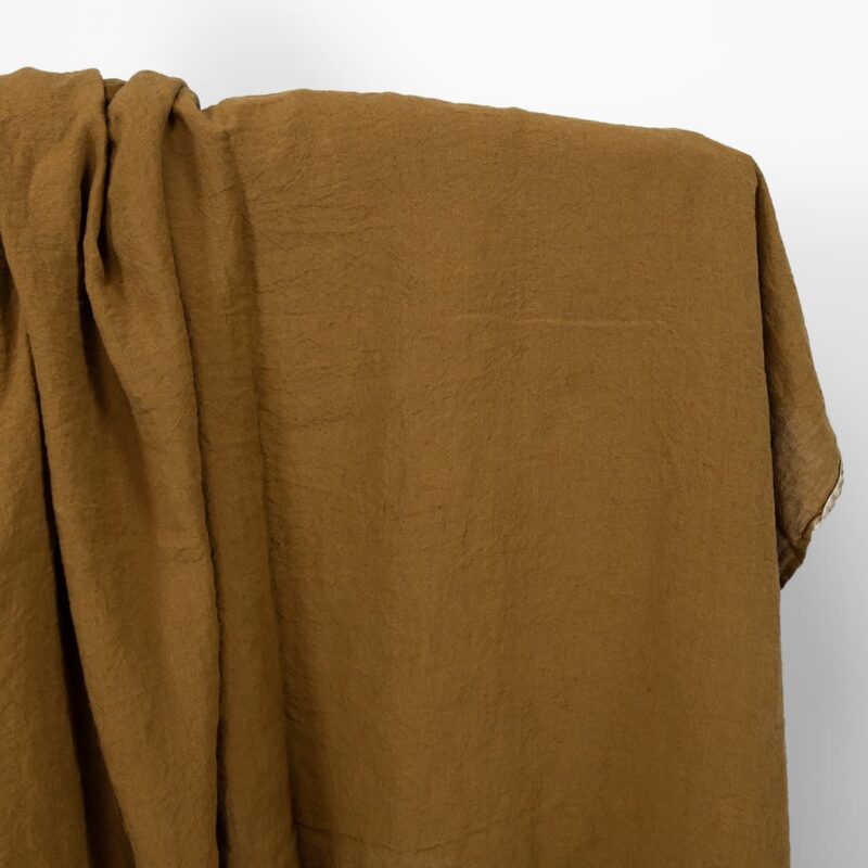 Wide linen fabric brown, washed