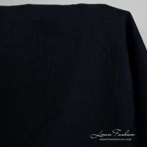 Wide washed linen fabric blueish black colour 275cm
