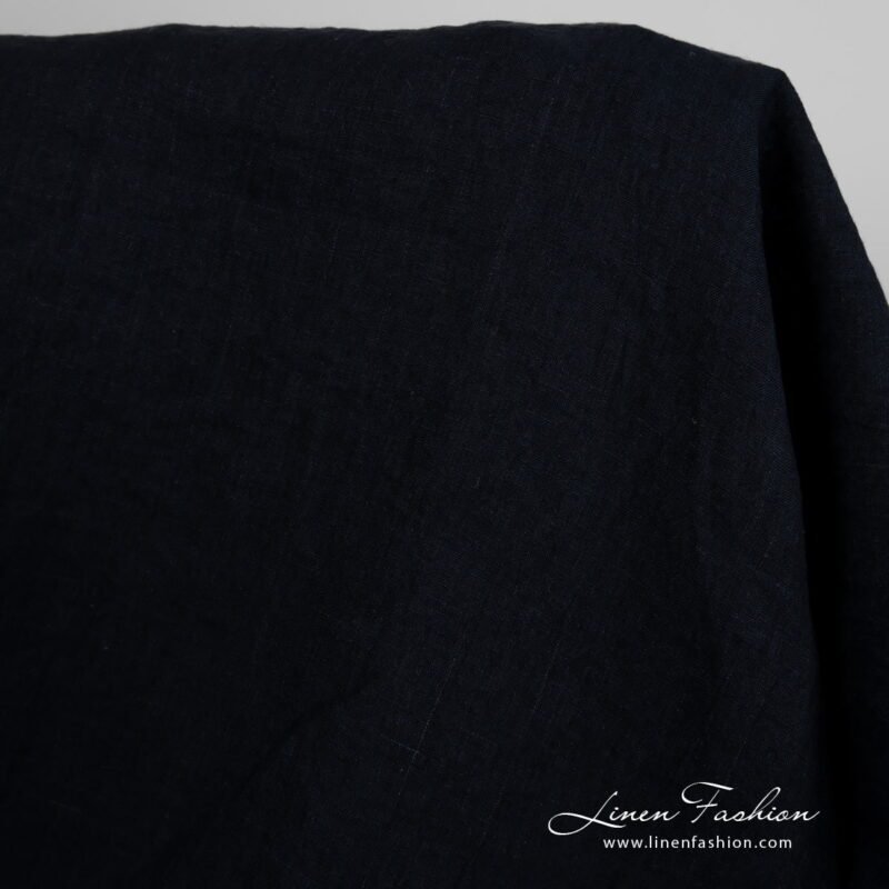 Wide washed linen fabric blueish black colour 275cm