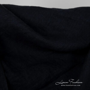 Wide washed linen fabric blueish black colour product picture