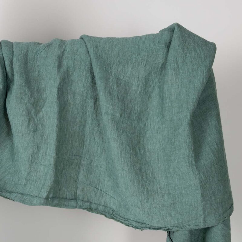 Wide green fabric, washed linen