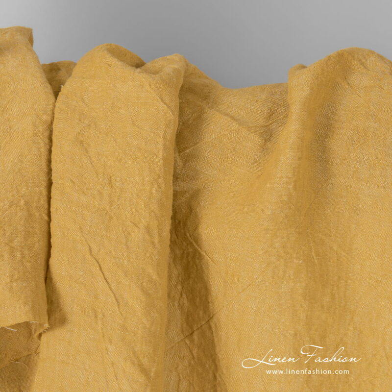 Extra wide yellow fabric, washed linen
