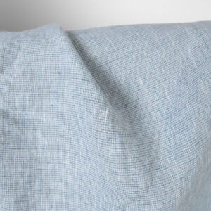 Washed linen fabric light blue melange, pure linen