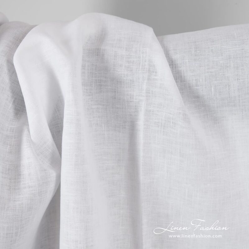 Dense linen fabric in optical white color