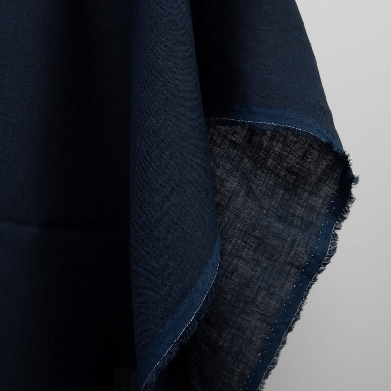 Dark blue linen fabric, pure linen