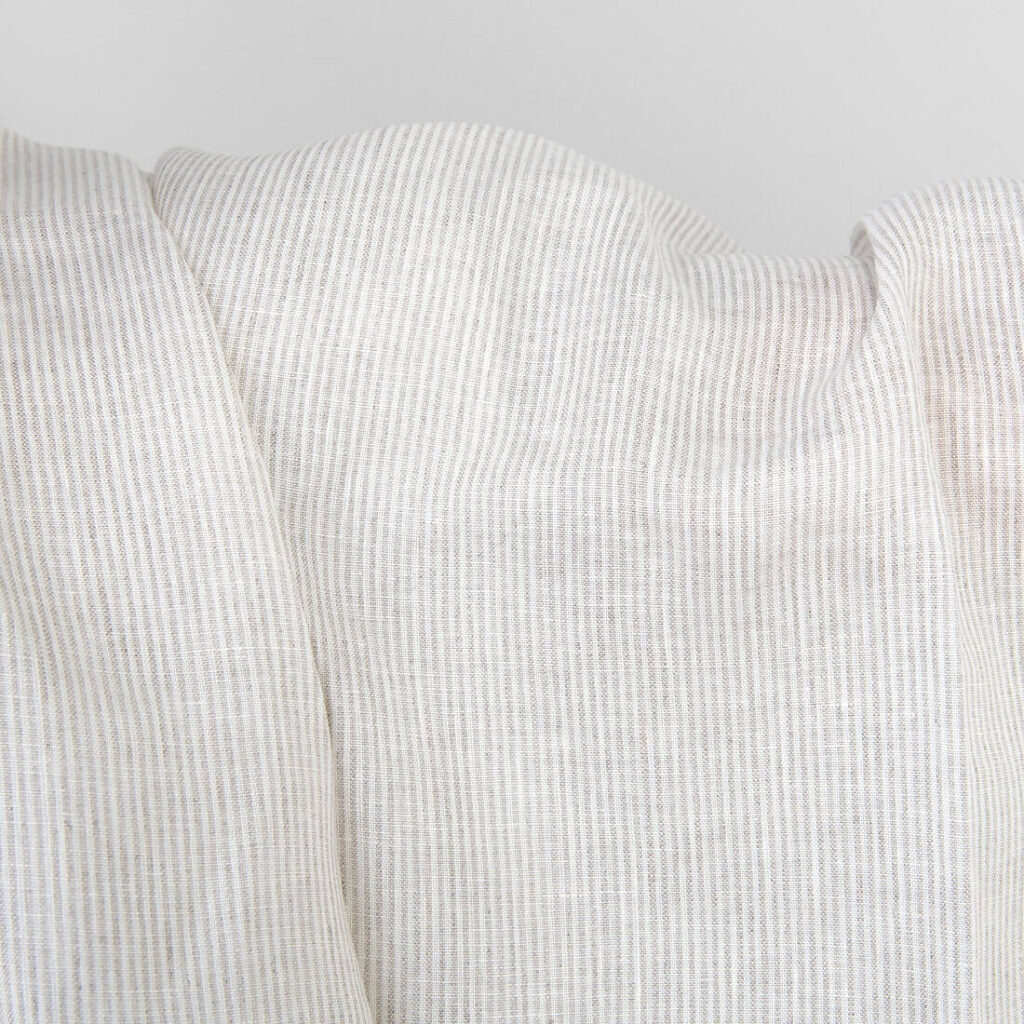 Beżowa tkanina lniana w paski 3 Linen fabric white and natural