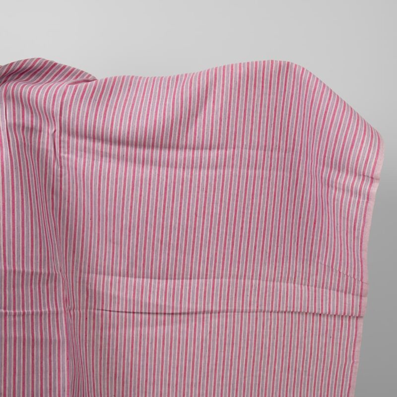 Linen fabric with pink stripes