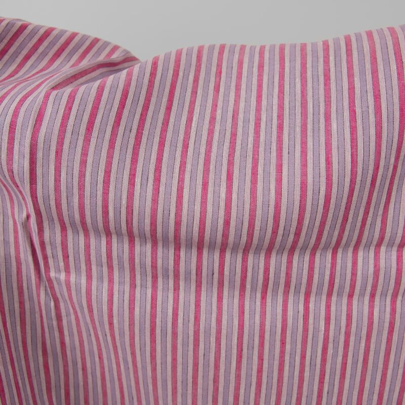 Linen fabric with pink stripes texture