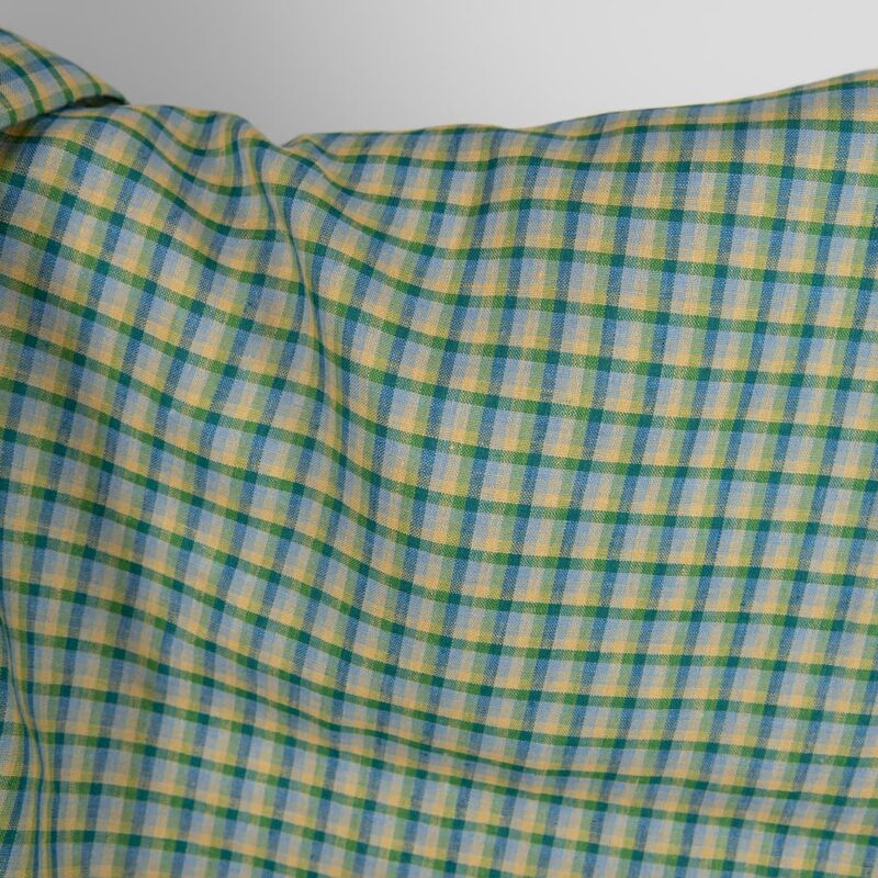Linen fabric with blue and green checks product photo