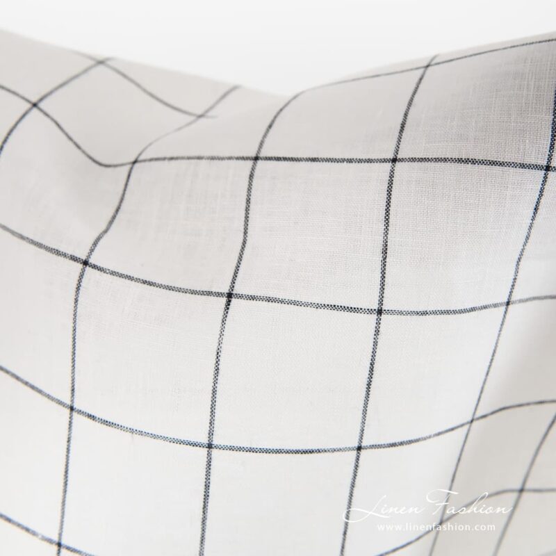 Checked off white linen fabric.