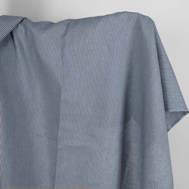 Linen fabric with blue stripes