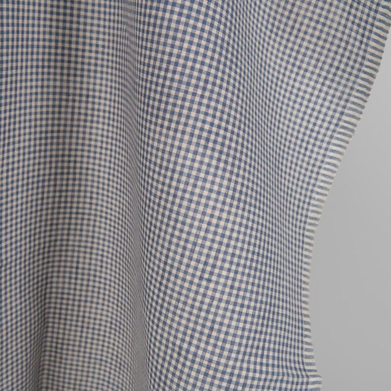 Linen fabric blue and brown checks edge