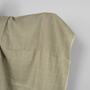 Linen fabric green-beige checks