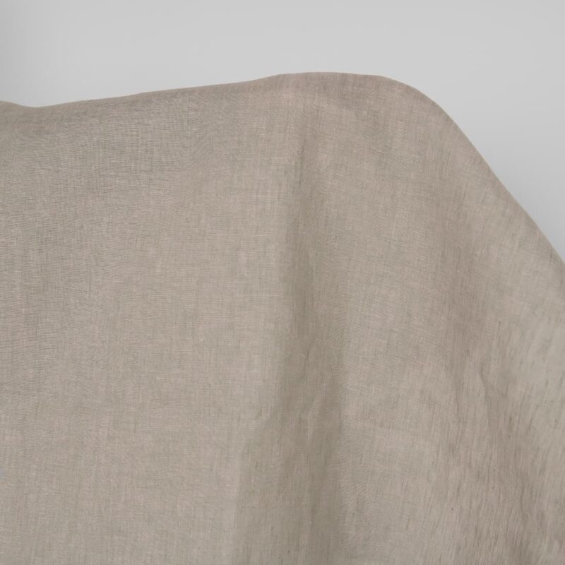 Linen fabric green lilac melange, plain weave