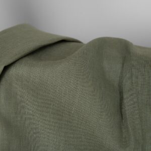 Linen fabric grey green melange, plain weave