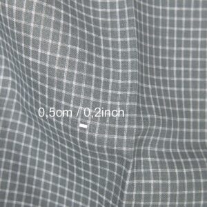 Linen fabric grey white checks, with measurements
