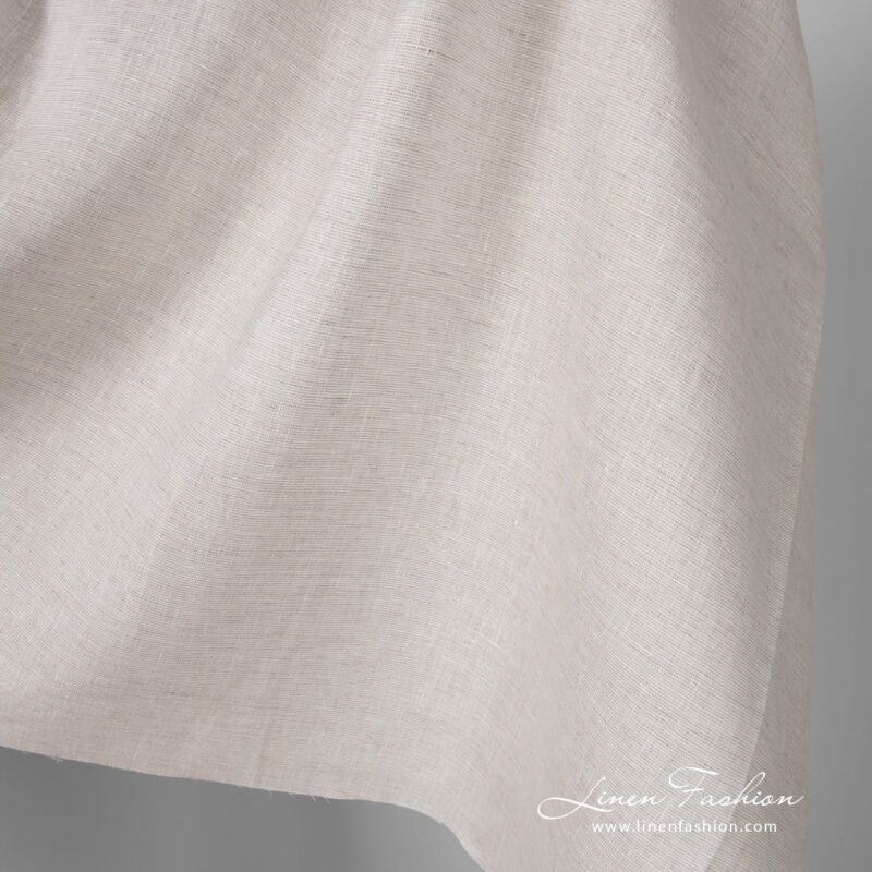 Pure linen fabric in natural grey and white colour