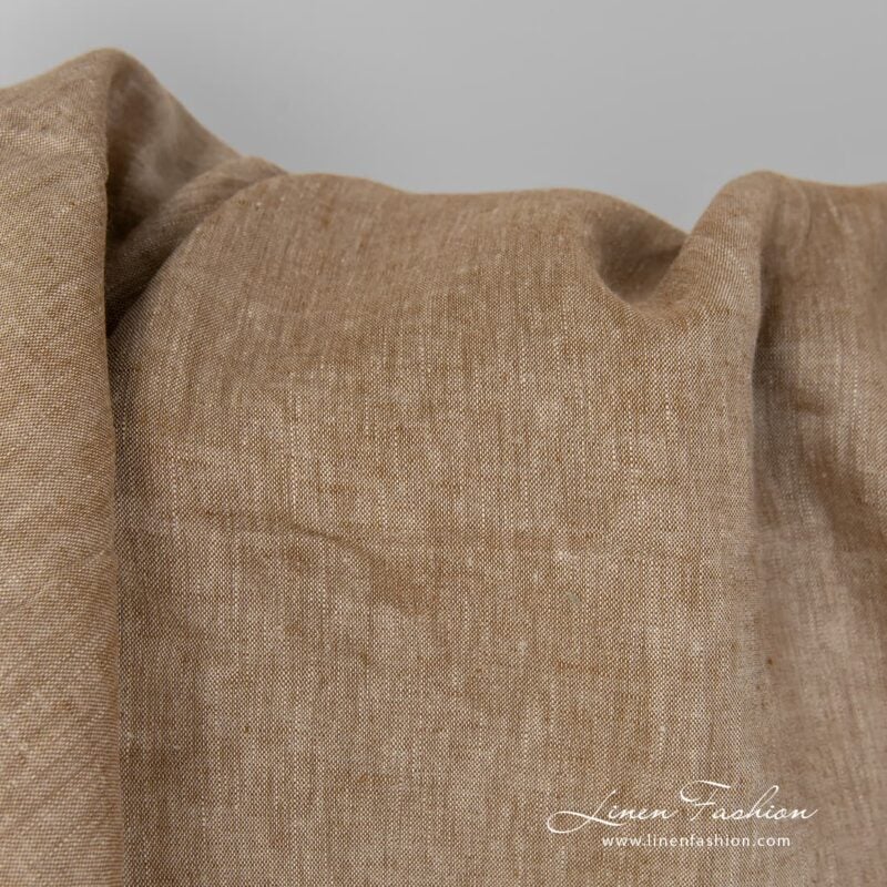 Brown melange linen fabric.
