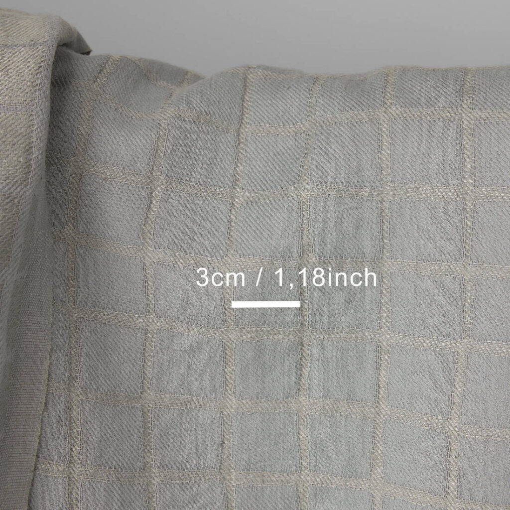 Prana szaro - niebieska tkanina w kratkę 3 The fabric has been specially washed to make it soft, fluffy and shrink resistant