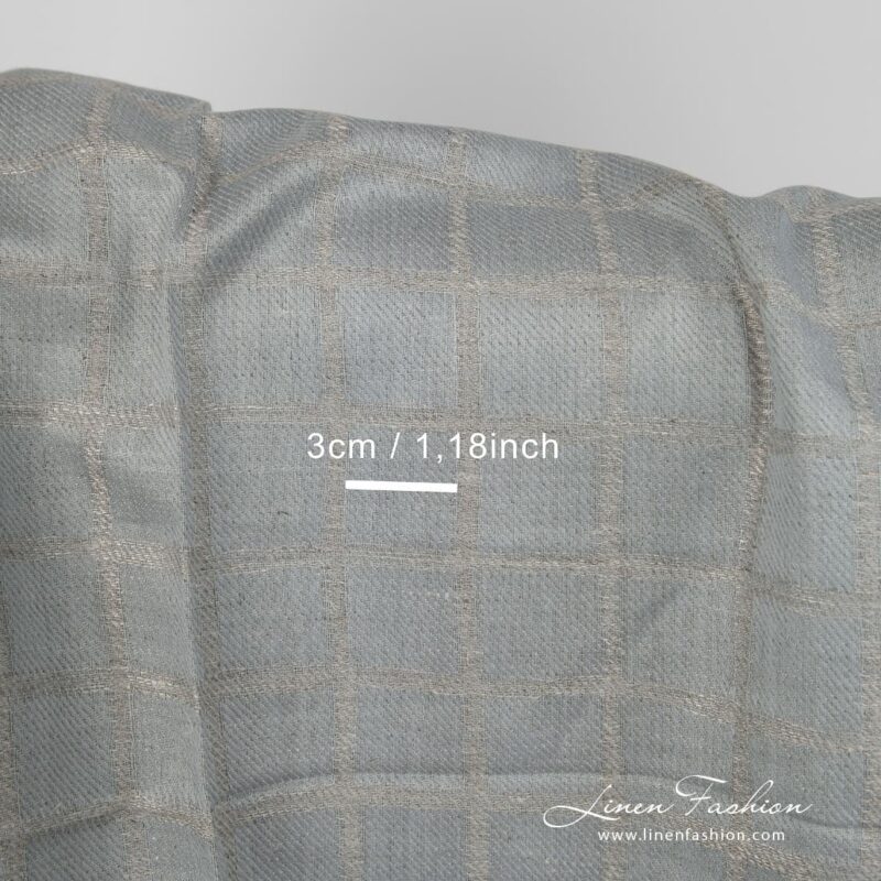 Linen cotton fabric blueish grey double-sided wiith measurements