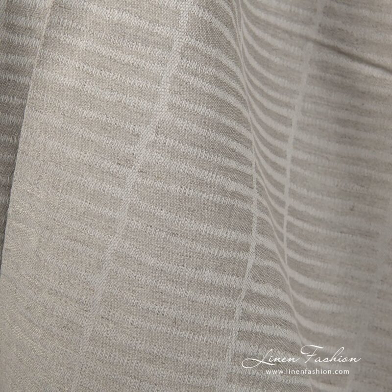 Linen cotton fabric natural grey double-sided close up detail view