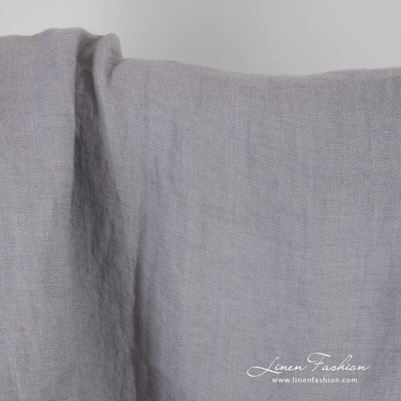 Bluish grey linen satin fabric, washed