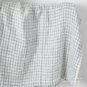 Dekatyzowany len w szary wzór 7 Jacquard pattern linen fabric with grey stripes, washed