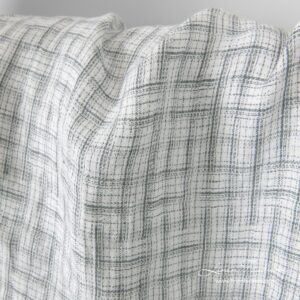 Dekatyzowany len w szary wzór 9 Washed white linen fabric with grey stripes