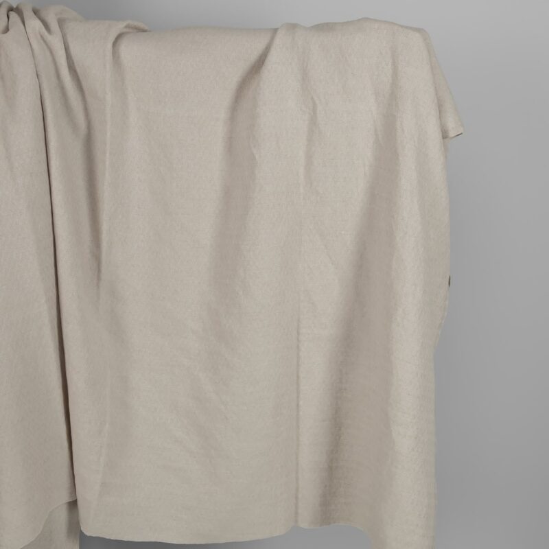 Washed linen cotton sand colour herringbone pattern