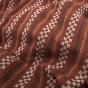 Brązowa prana dwuwarstwowa tkanina lniano – bawełniana 6 Brown patterned double half-linen fabric washed darker side