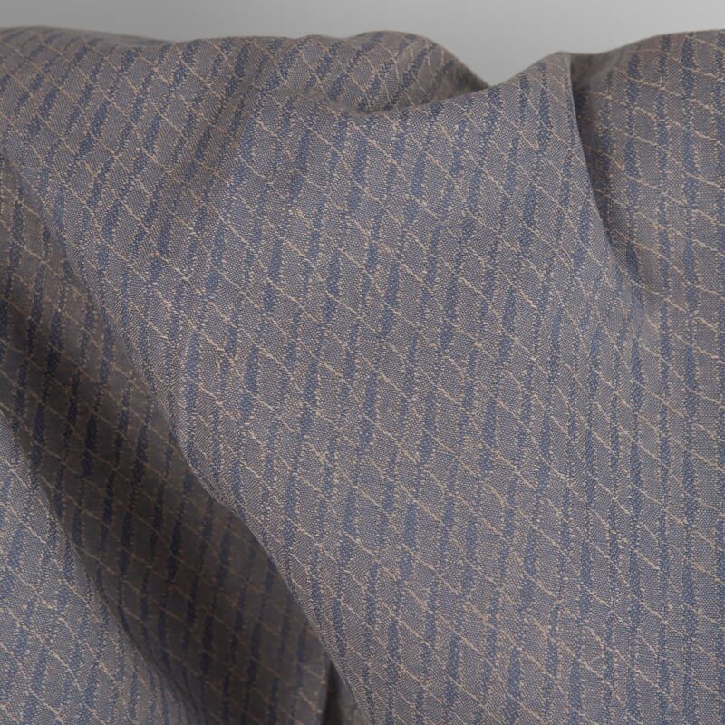 Linen cotton fabric blueish brown patterned texture