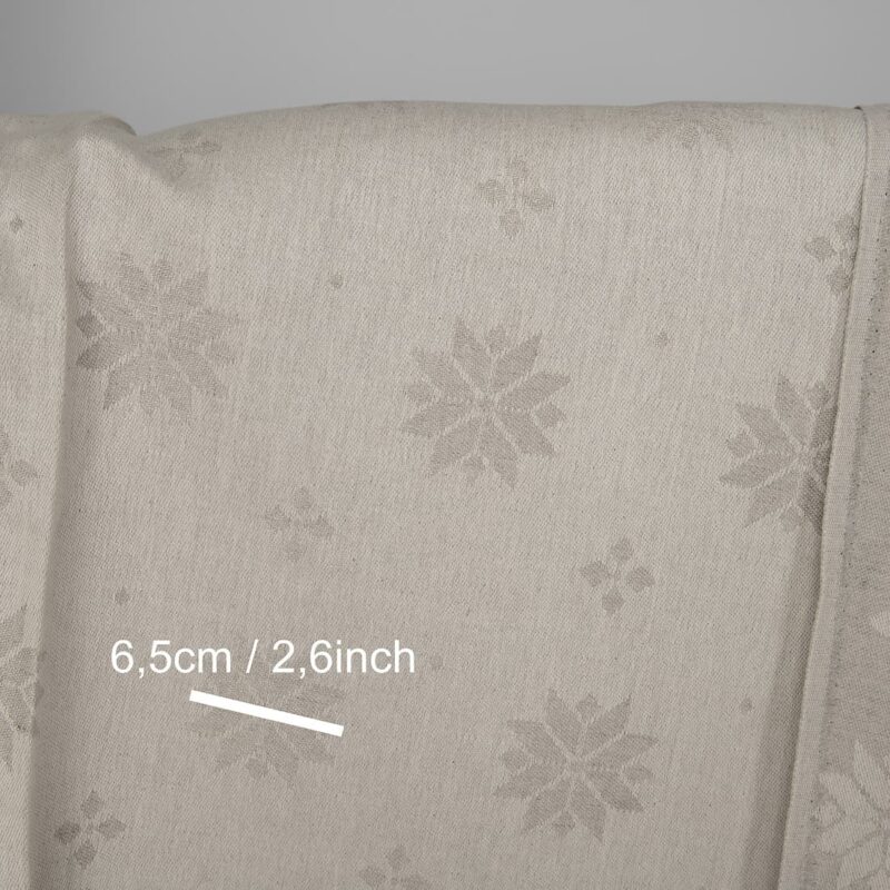 Linen cotton fabric white and natural jacquard, with measurements