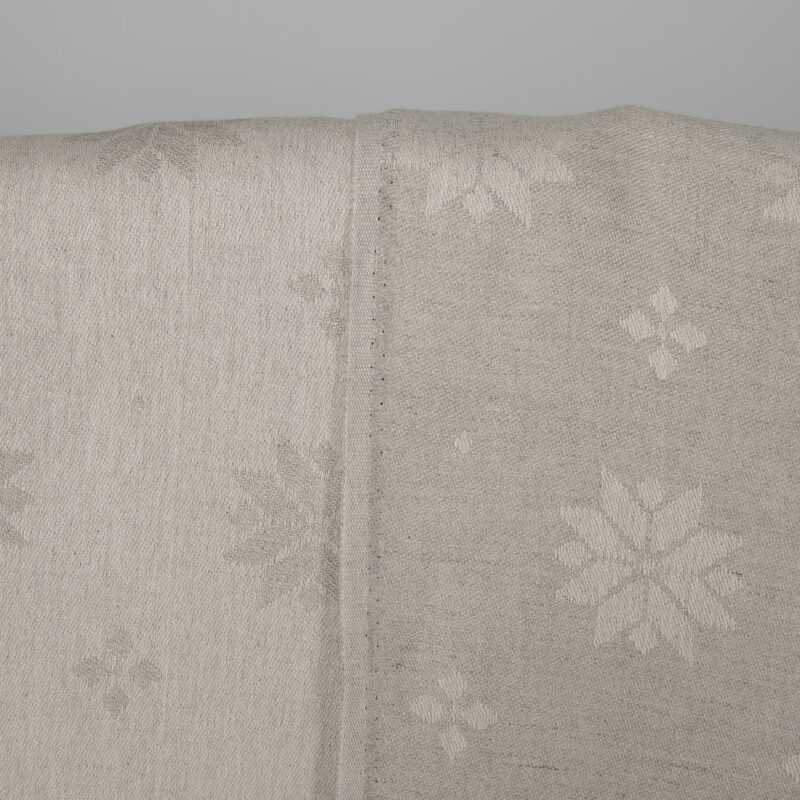 Linen cotton fabric white and natural jacquard, 155cm