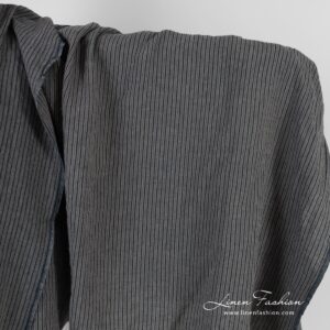 Linen jacquard fabric in black stripes