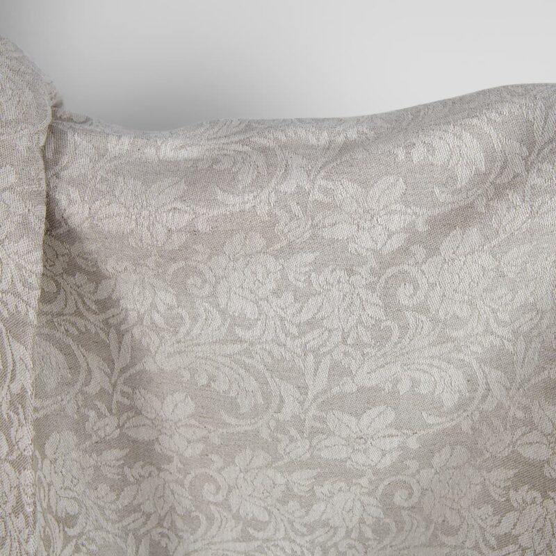 Undyed linen and white cotton fabric with flowers product photo
