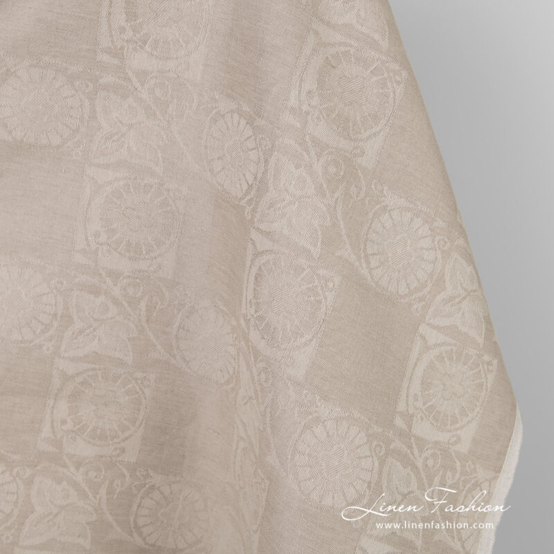 Linen cotton brownish jacquard fabric for clothes and home textile