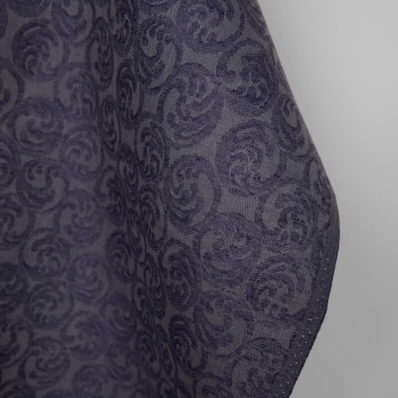 Linen cotton fabric grey and cobalt blue jacquard, fabric edge
