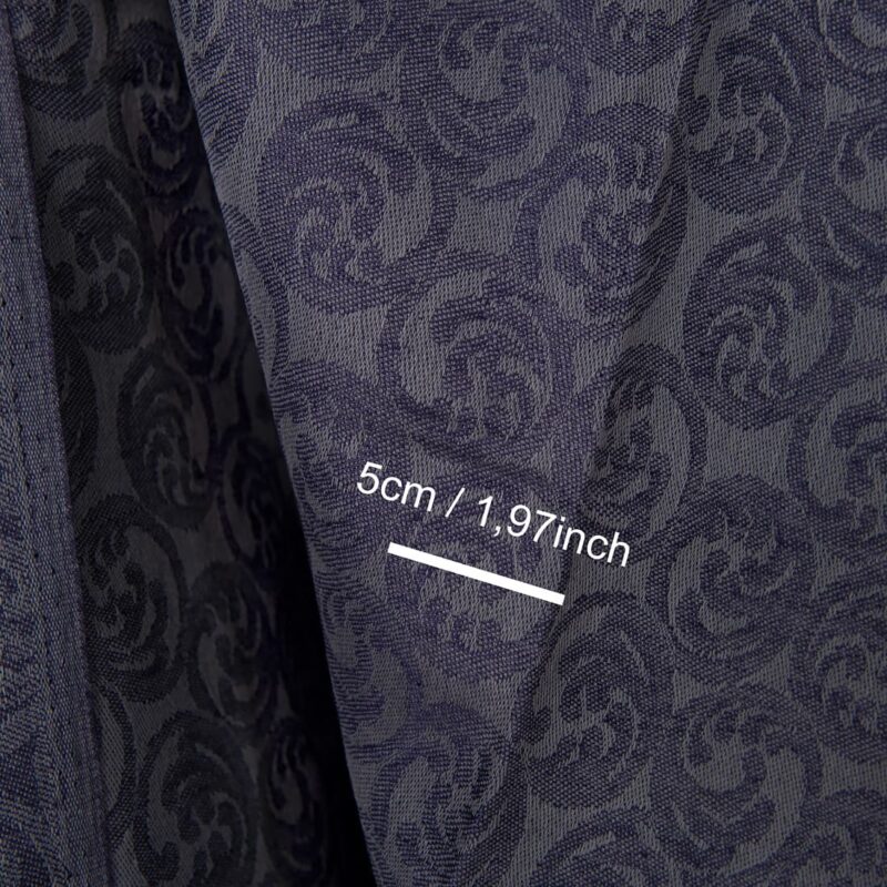 Linen cotton fabric grey and cobalt blue jacquard, with measurements