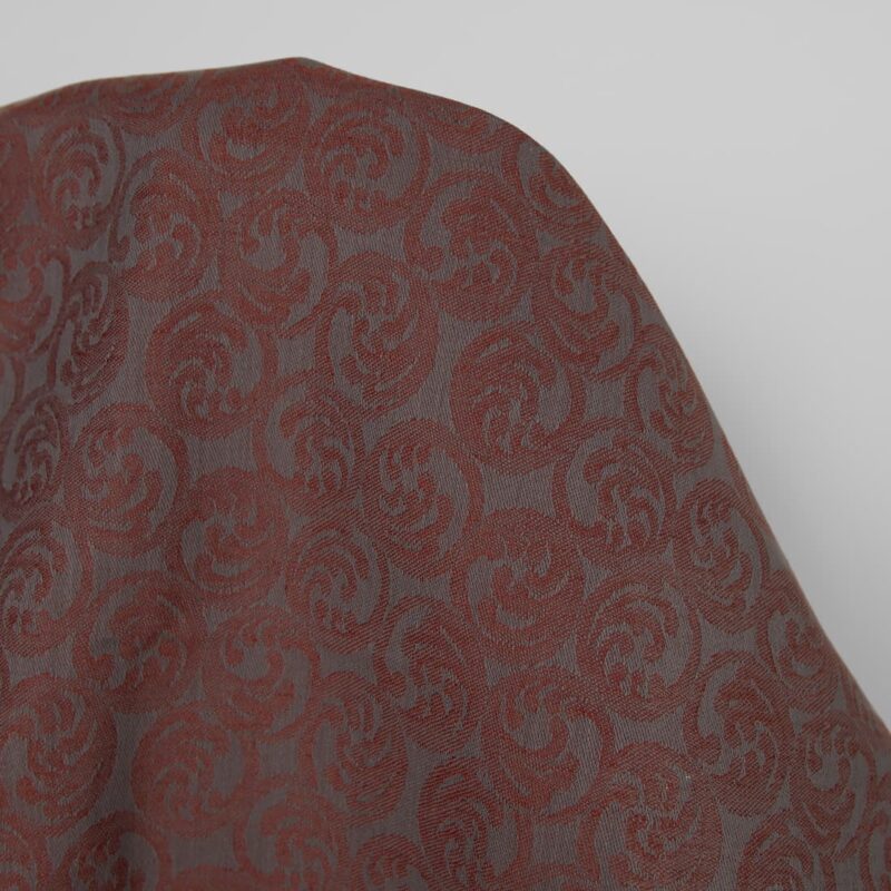 Linen cotton fabric grey and brown jacquard, 150cm