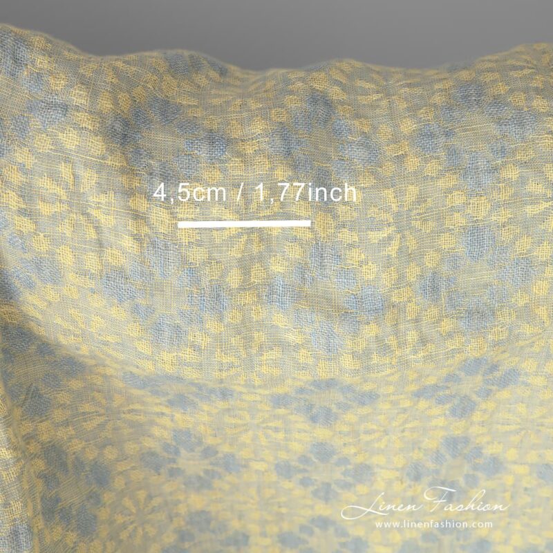 Washed linen fabric in a jacquard flower pattern