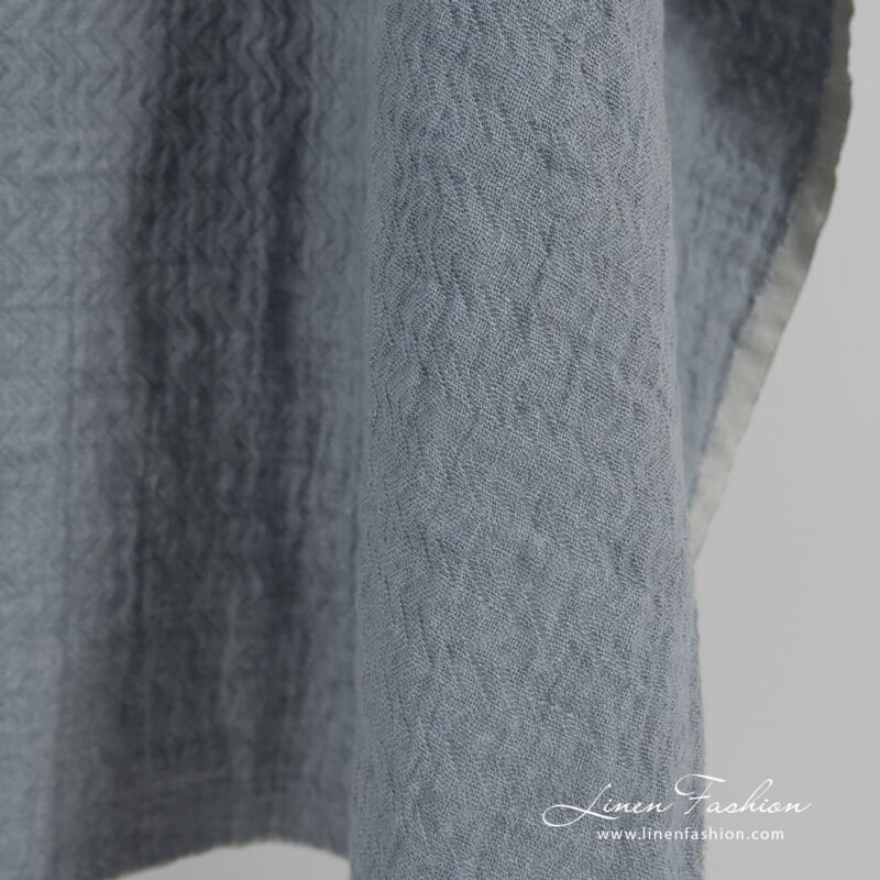 Jacquard linen fabric in zigzag pattern