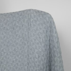 Washed linen fabric grey jacquard triangle pattern, double-layer
