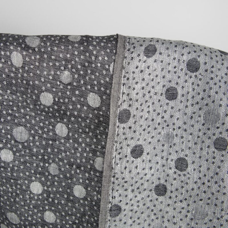 Black linen fabric in bubble pattern close up detail