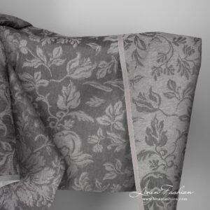 Linen jacquard grey fabric floral pattern design