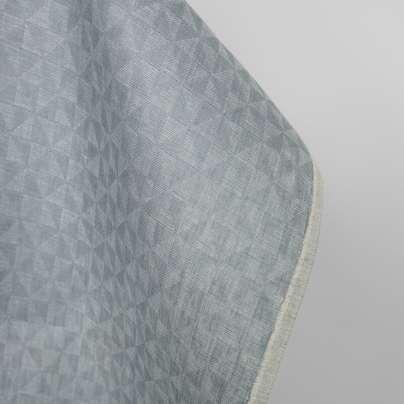 Linen fabric grey jacquard triangle pattern, fabric edge