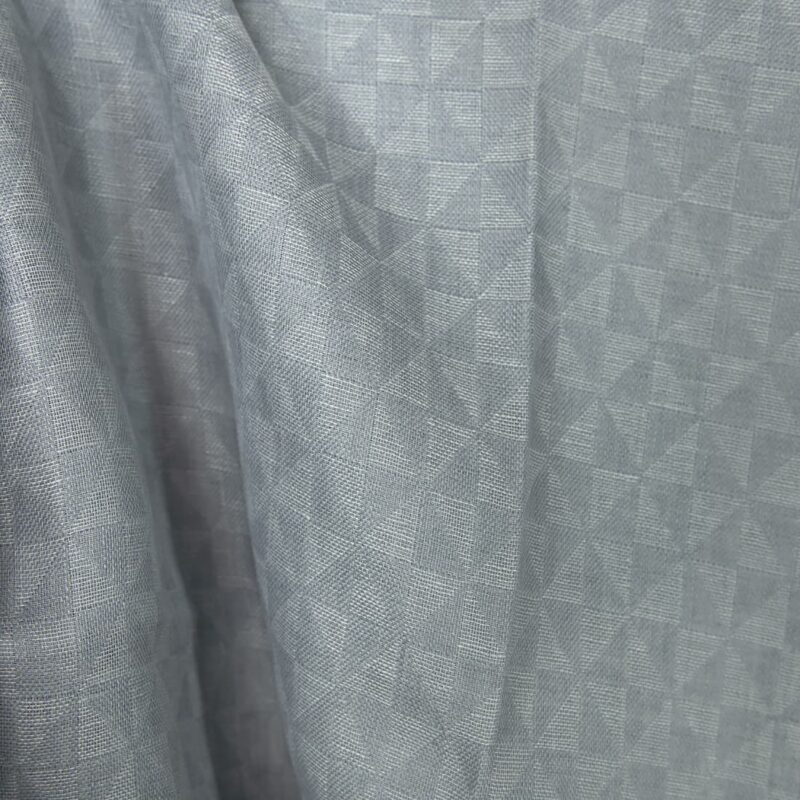 Linen fabric grey jacquard triangle pattern, 100% linen