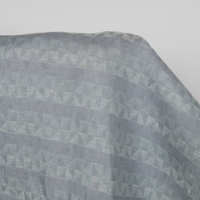 Linen fabric grey violet jacquard triangle pattern, 100% linen