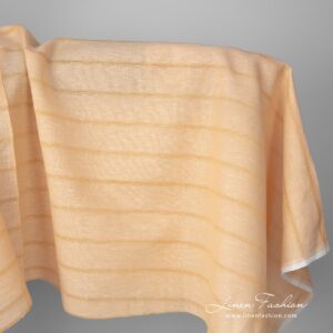 Yellow linen cotton fabric in stripes
