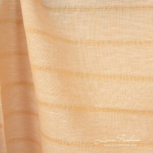 Yellow linen cotton fabric with transparent lines can be 150cm and 180cm in width
